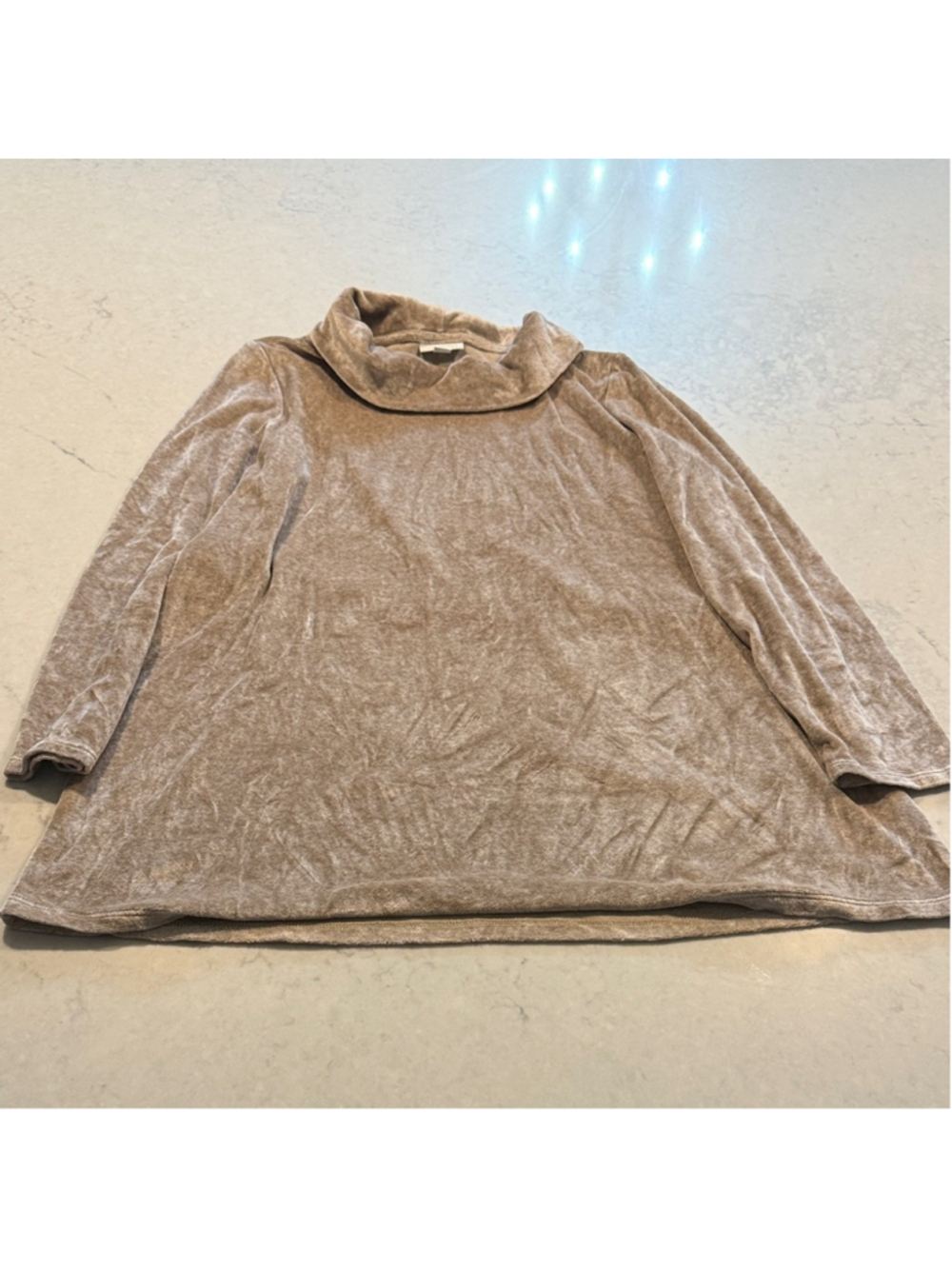 Pure Jill Tan Velvet Cowl Neck Top Medium